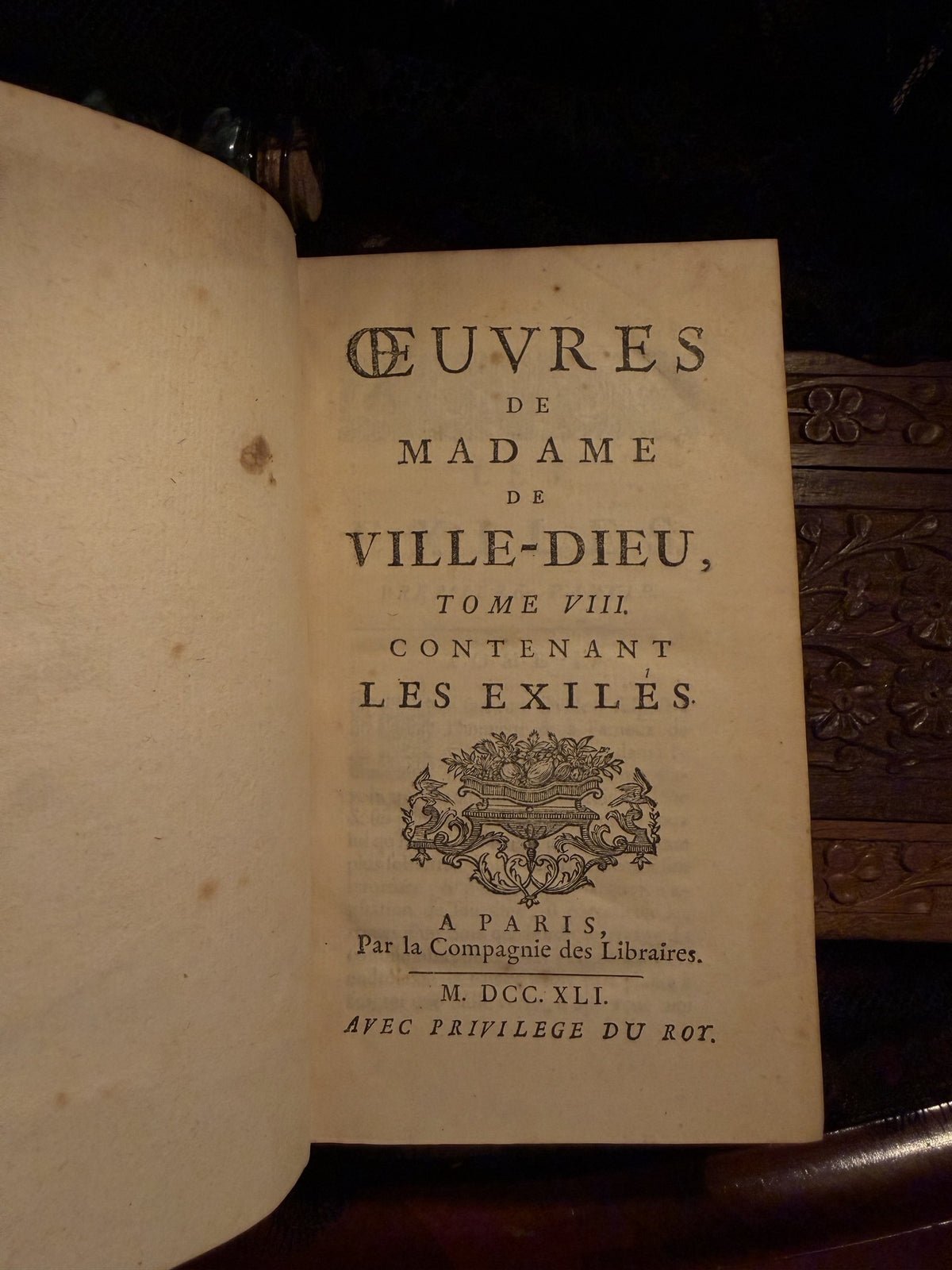 Les Exiles, Tome VIII of the Works of Madame de Villedieu, Paris 1741