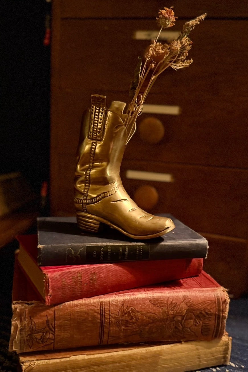 Unique Mid-Century Solid Brass Cowboy Boot